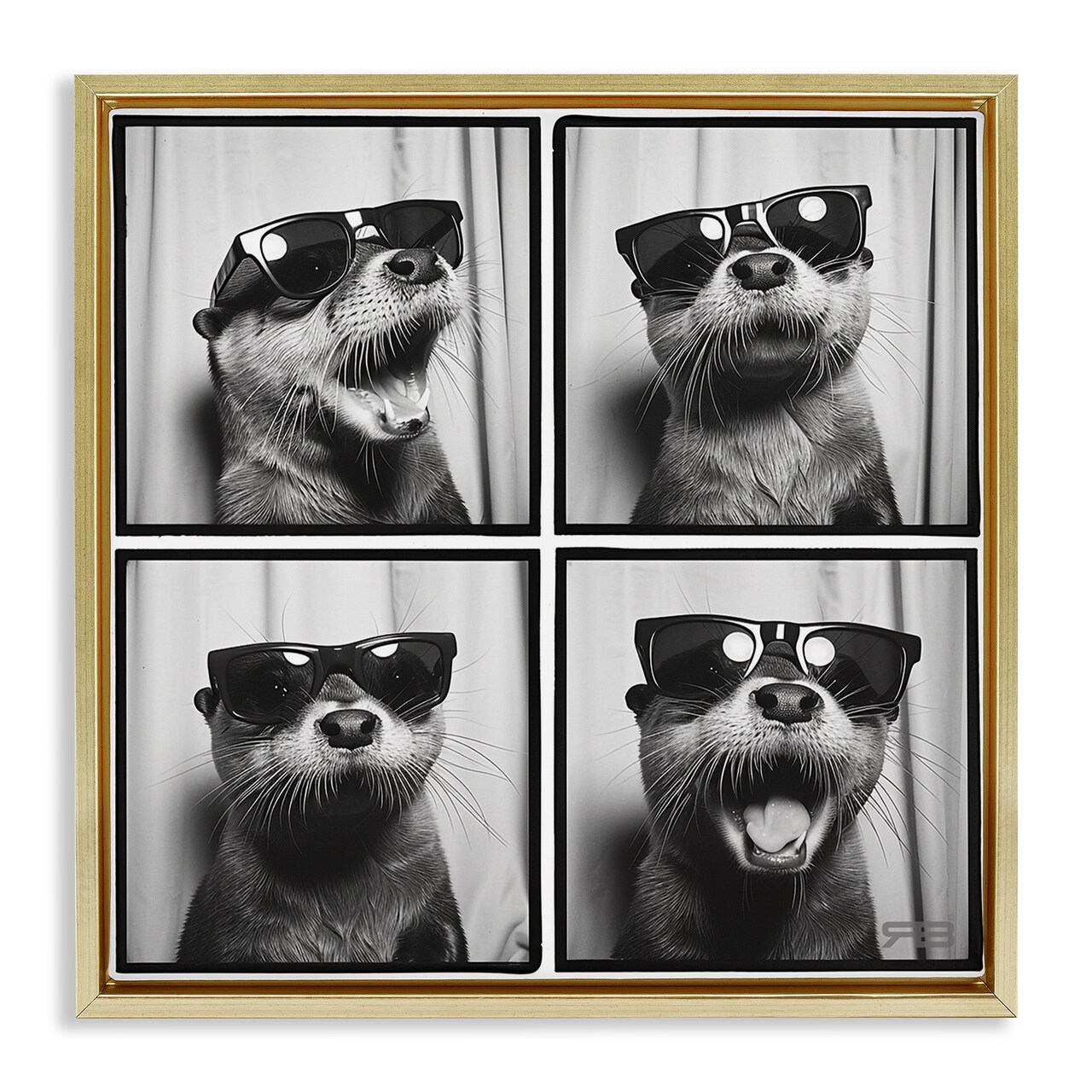 Stupell Industries Fun Sunglasses Otter Framed Floater Canvas Wall Art Design by Roozbeh Bahramali